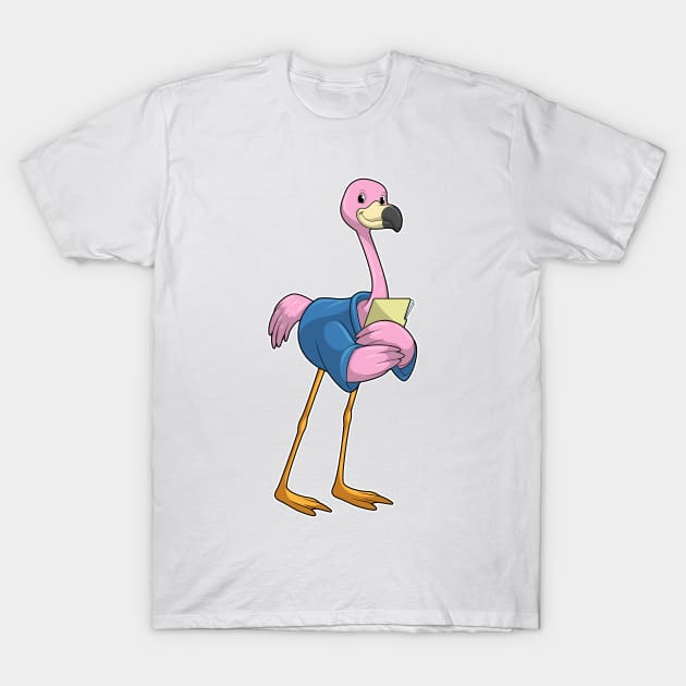 Flamingo as Secretary with Notepad T-Shirt by Markus Schnabel